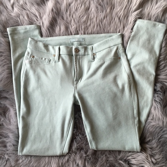 [7 for all Mankind] mint faux leather 5 pocket - Picture 2 of 10